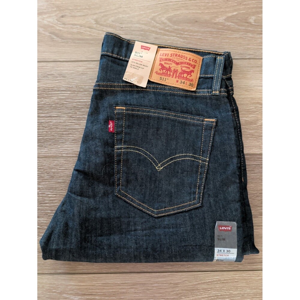 Levis 511 Slim Stretch Denim Blue jeans Mens Size 34x30 NWT $69.50